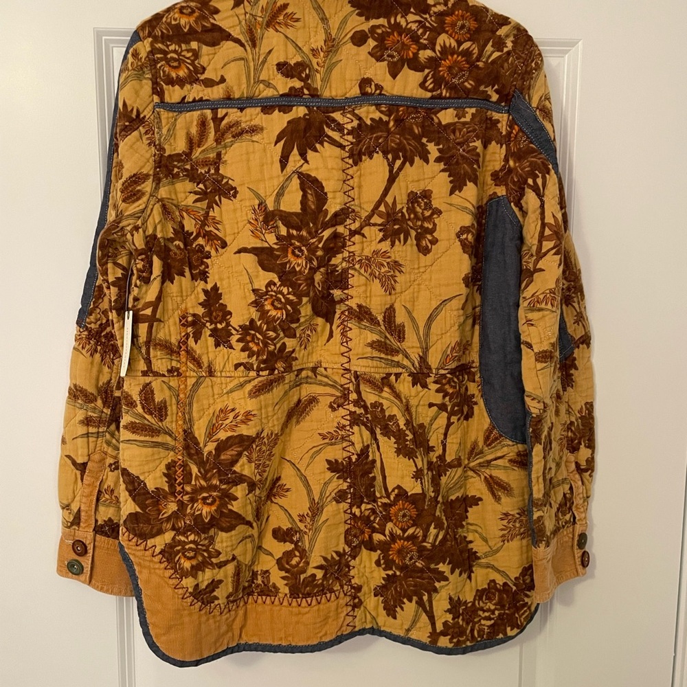 NWT Anthropologie Abigail Mustard and Denim Quilted Shirt Jacket - Picture 10 of 12